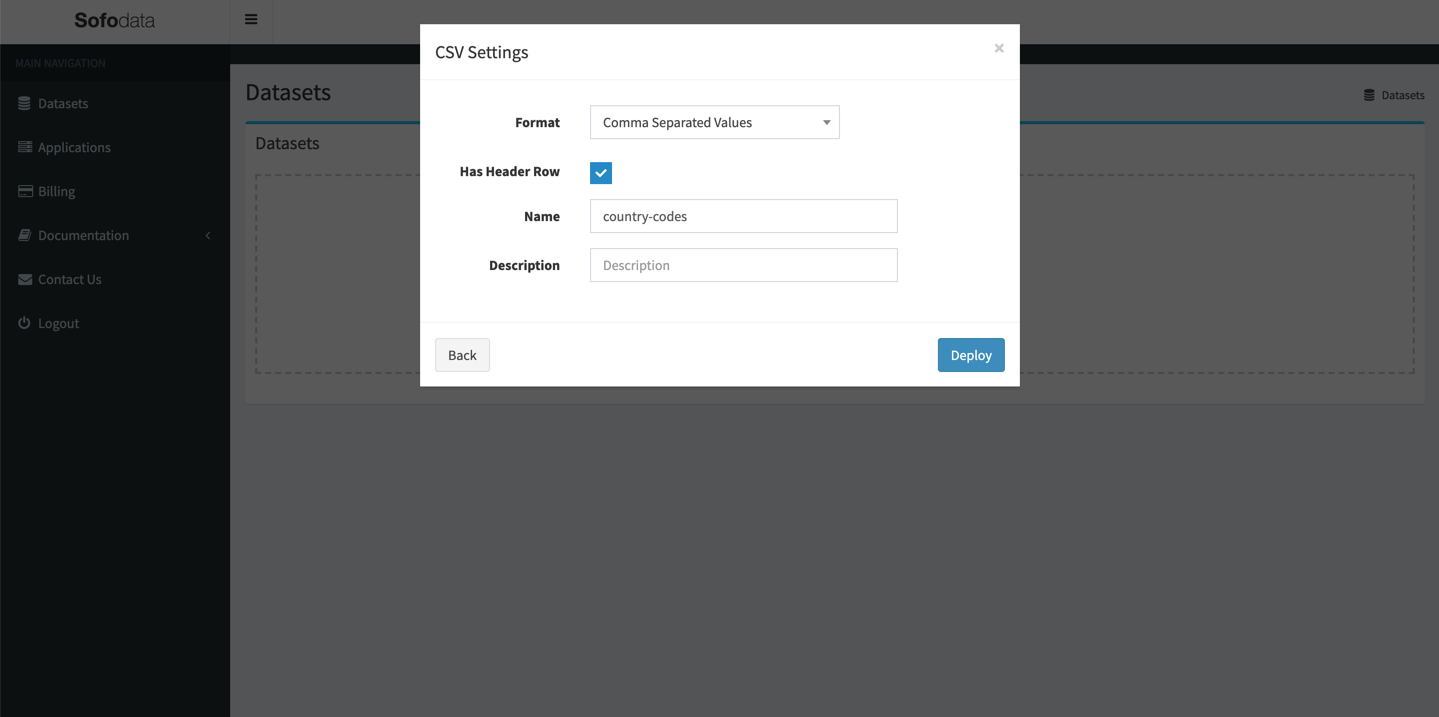 Sofodata CSV Settings